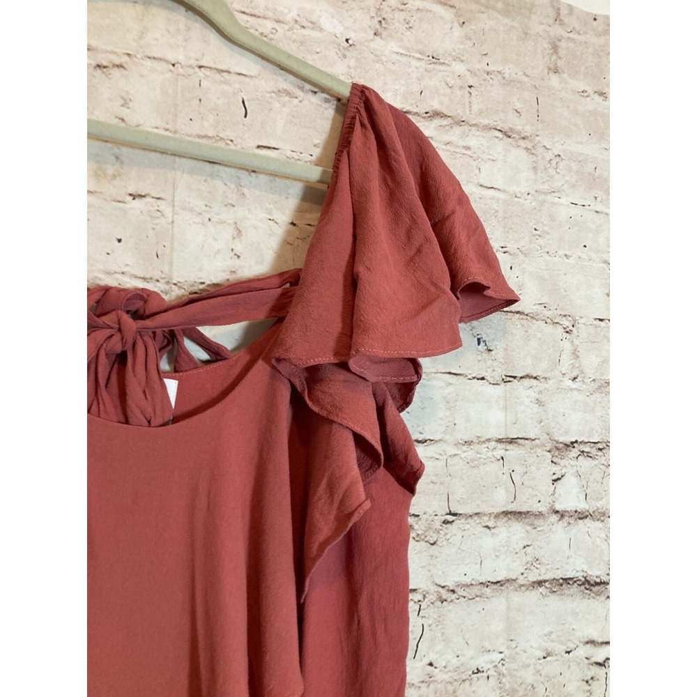 MISA L.A. Dress Womens Medium Salmon Pink Ruffle Double Tie Back Boho Hippie - Picture 5 of 15